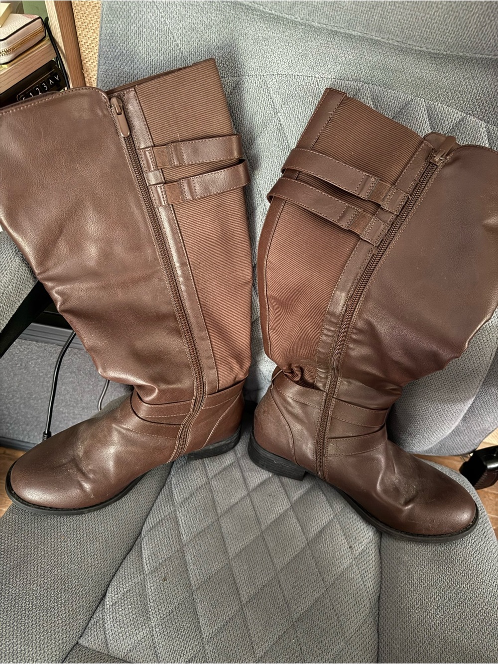 torrid Brown Mid-Calf Riding Boots with Strap Detail
